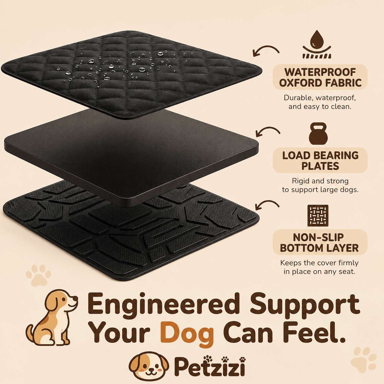 Petzizi Hard Bottom Single Seat Cover