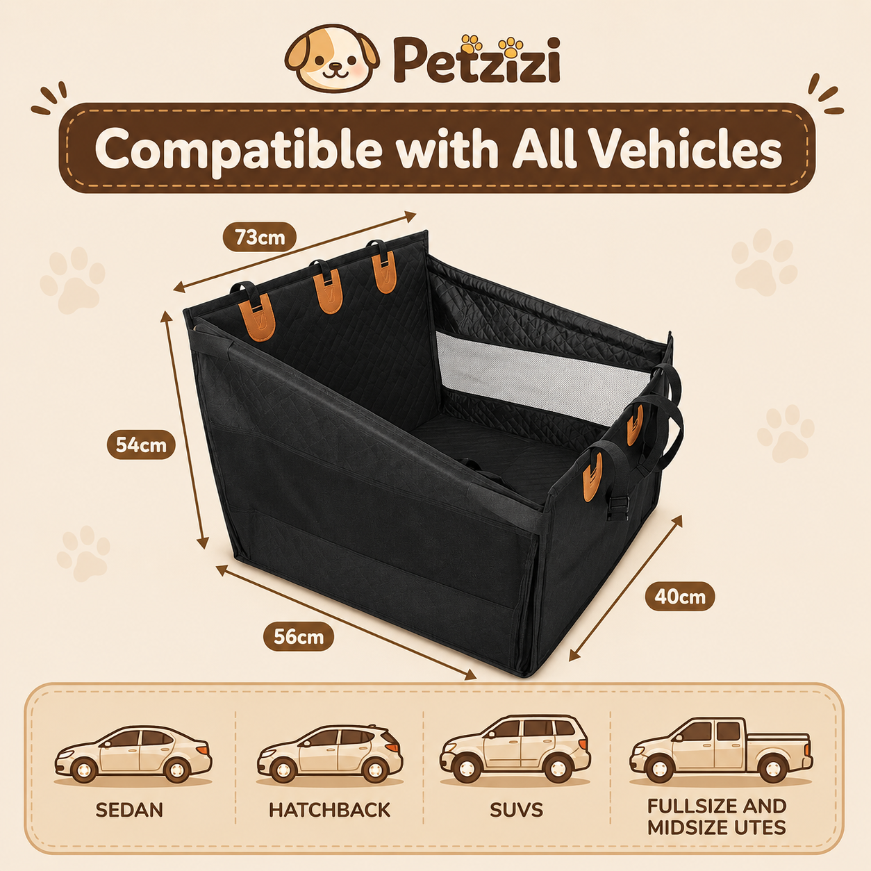 Petzizi Hard Bottom Single Seat Cover